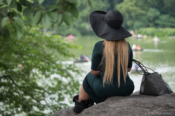 Black-hatted lady at the Lake in Central Park